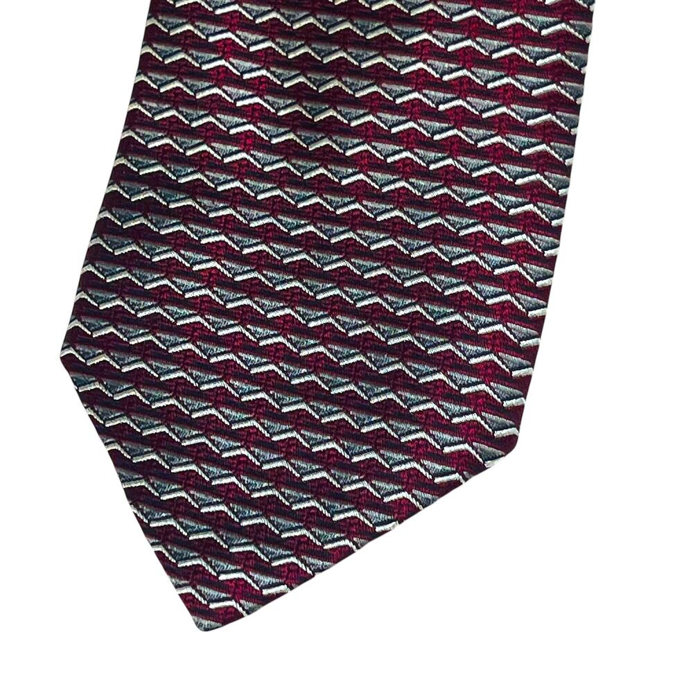 City of London by Ferrell Reed Men's 59"x4" Necktie Burgundy Gray Woven in Italy